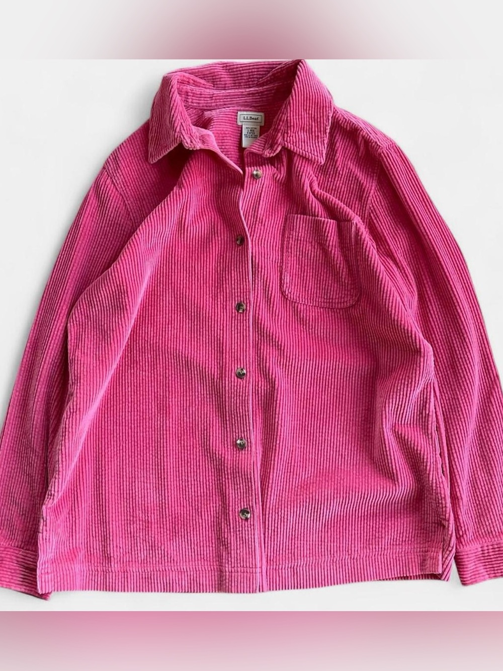 L.L.Bean Wide Wale Pink Corduroy Button Up Shirt Shacket L